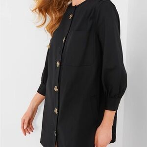 Tuckernuck Blake Black Button-Front Mini Dress with Puff Sleeves Small NWT